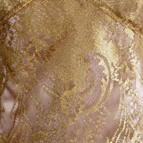 Elie Tahari burnished-gold lace sleeveless blouse with camisole - Picture 3 of 13